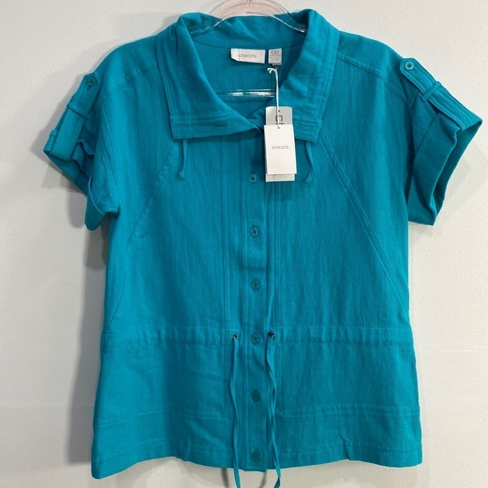 Chico's XS/2 Gauzy Jacket/Top Teal
